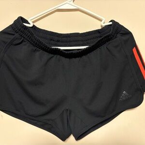 Adidas Women's Black Shorts with Orange Stripes